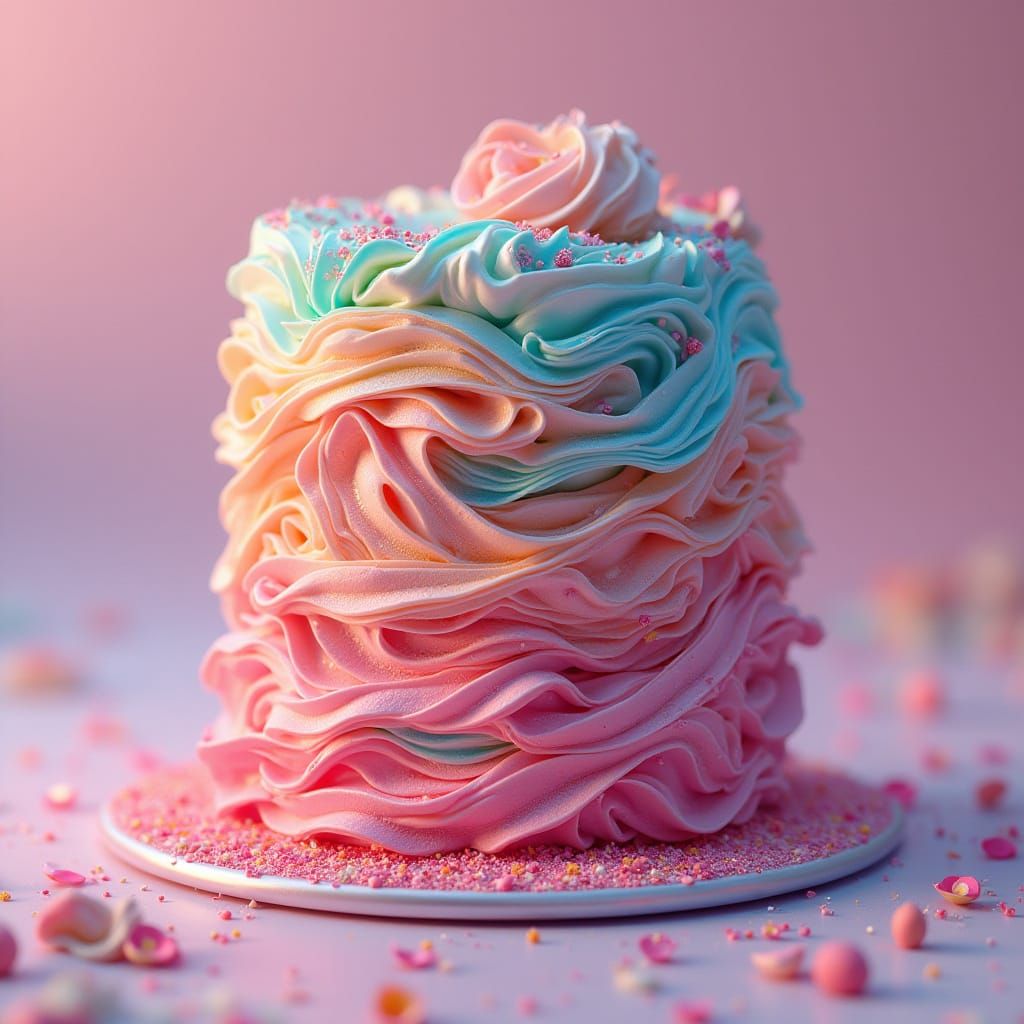 Surreal Cake Confection in Whimsical Art Style
