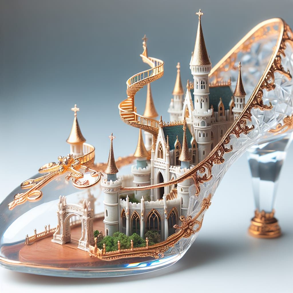 Magical Castle Inside Crystal Shoe, Tilt-Shift