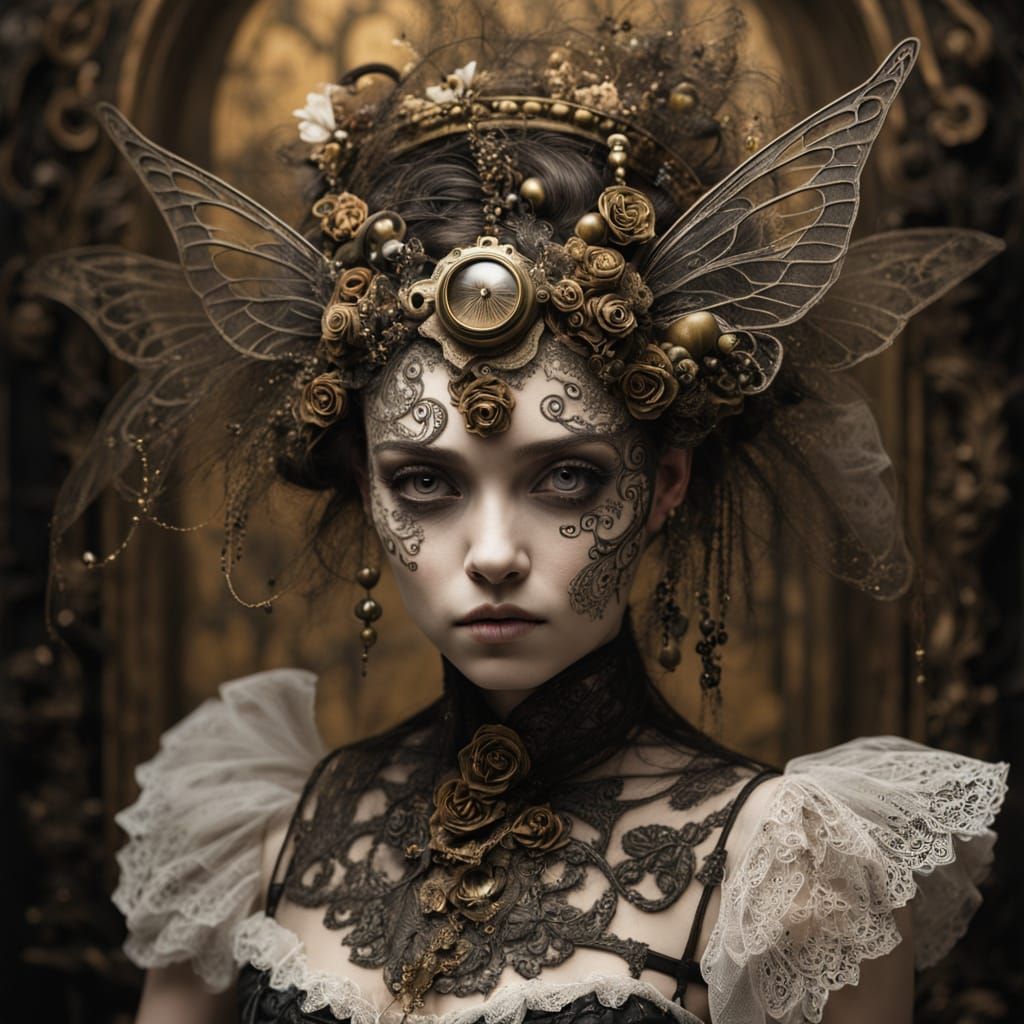 Whimsical Steampunk Fairy Trapped in Apothecary Jar