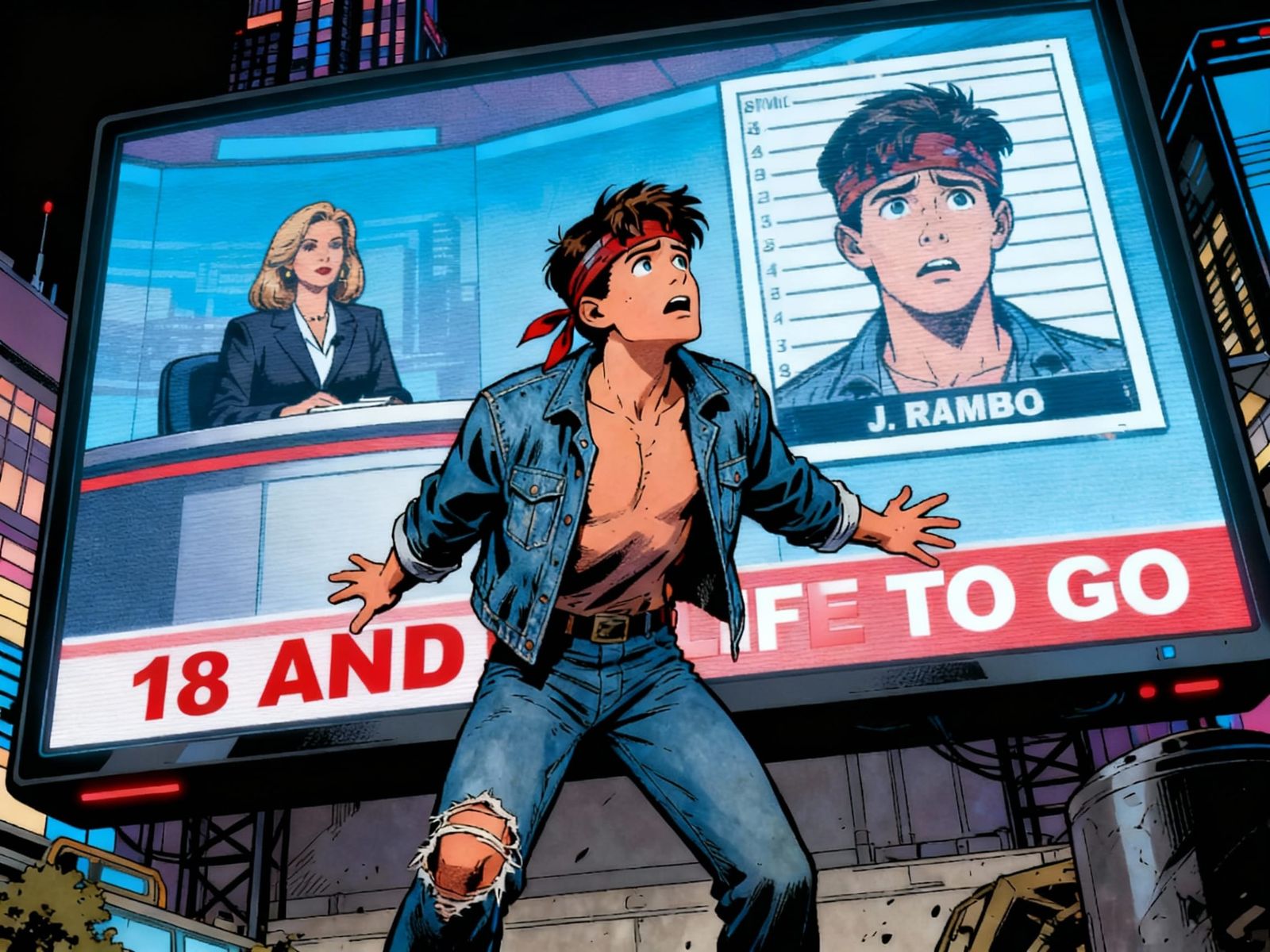 Jack Kirby Style Image of Young Man Facing Uncertain Future