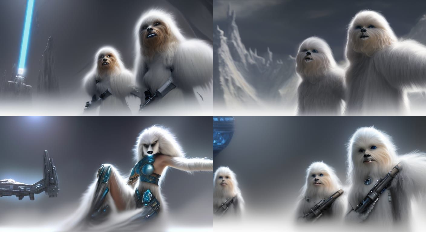 White Fur Star Wars Female Wookiee: Detailed Matte Painting