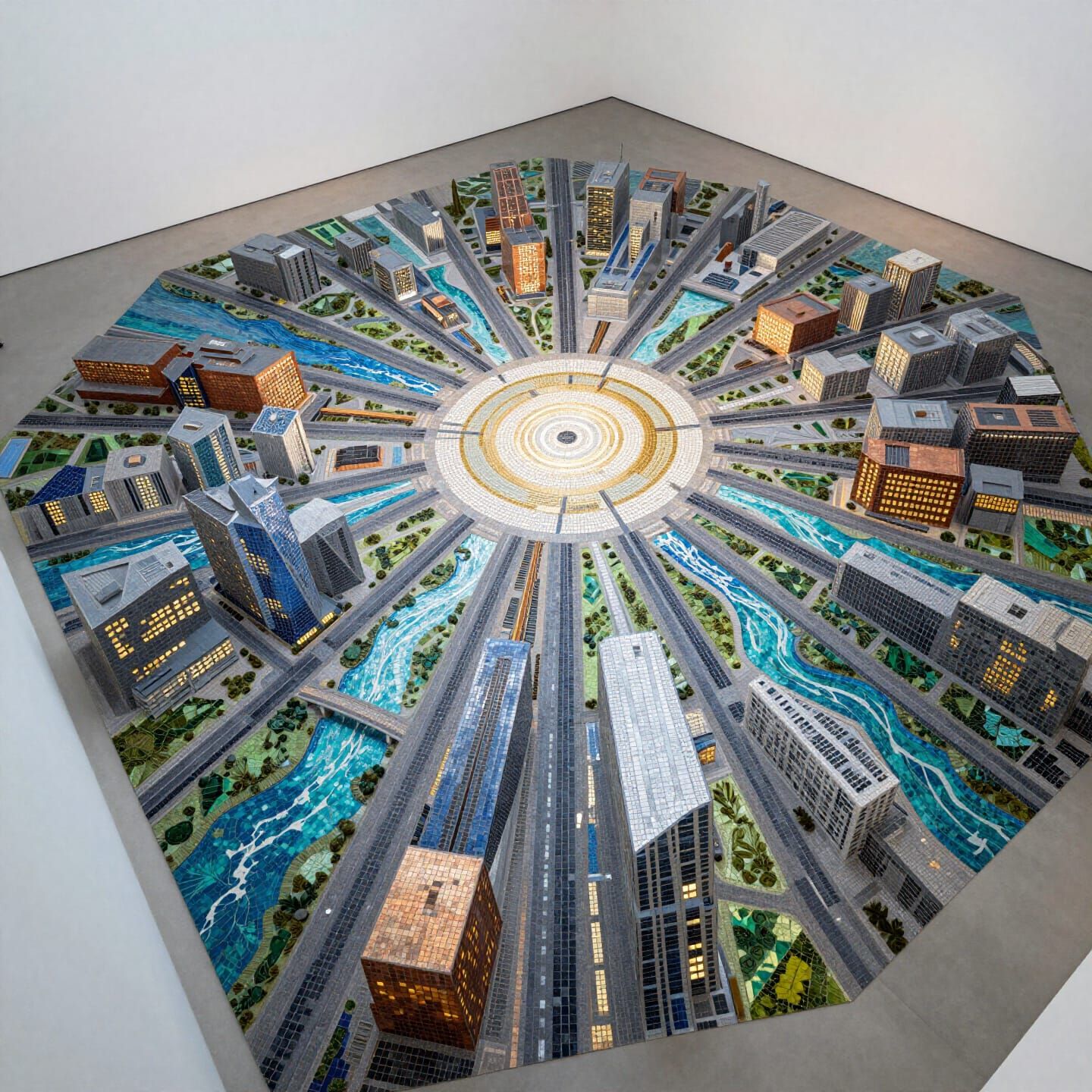 Futuristic City Mosaic Art Installation