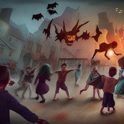 Zombies and Demons in a Midnight Playground