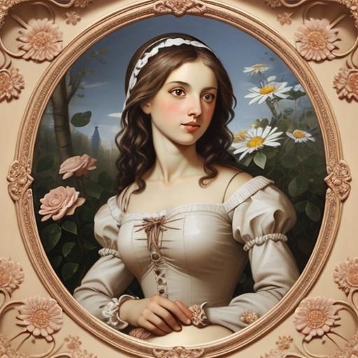 Roses and Daisies in Baroque Style