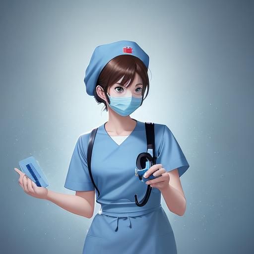 Cute Nurse Illustration in Studio Ghibli Anime Style