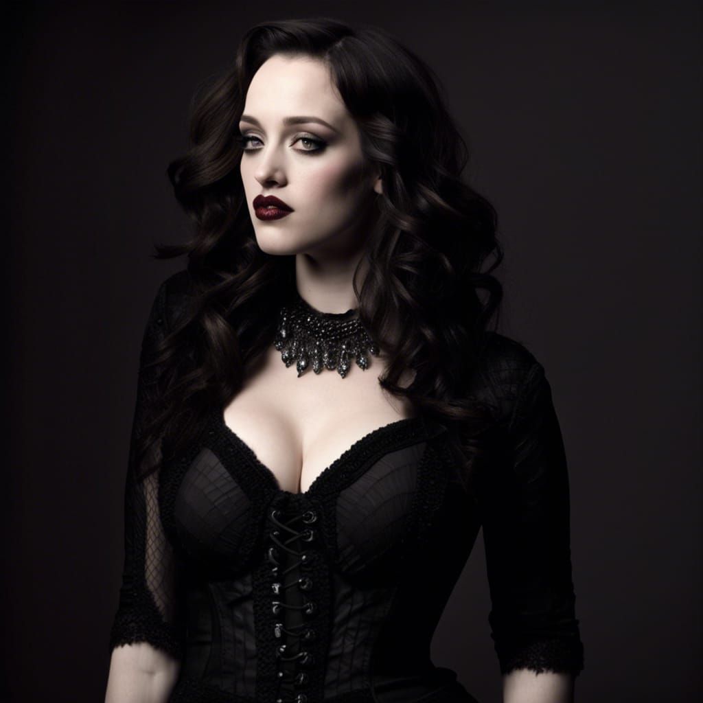 Kat Dennings as Goth Model: AI-Generated Portrait
