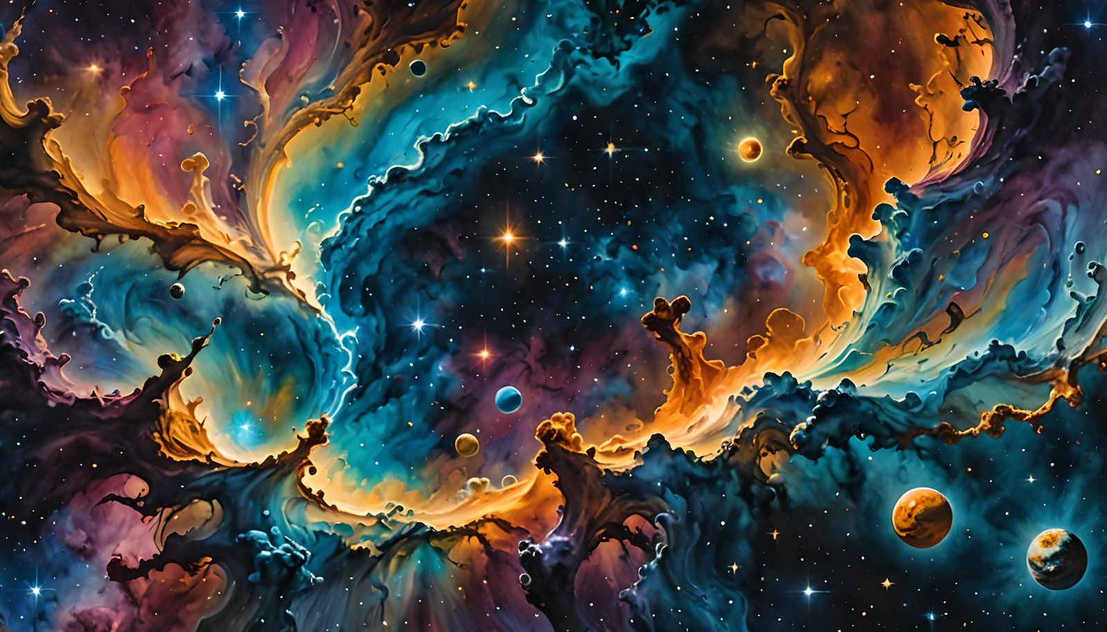 Iridescent Nebula Space Journey in Surreal Style