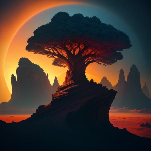 Alien Sunset: Cosmic Surrealism in Dreamlike Colors