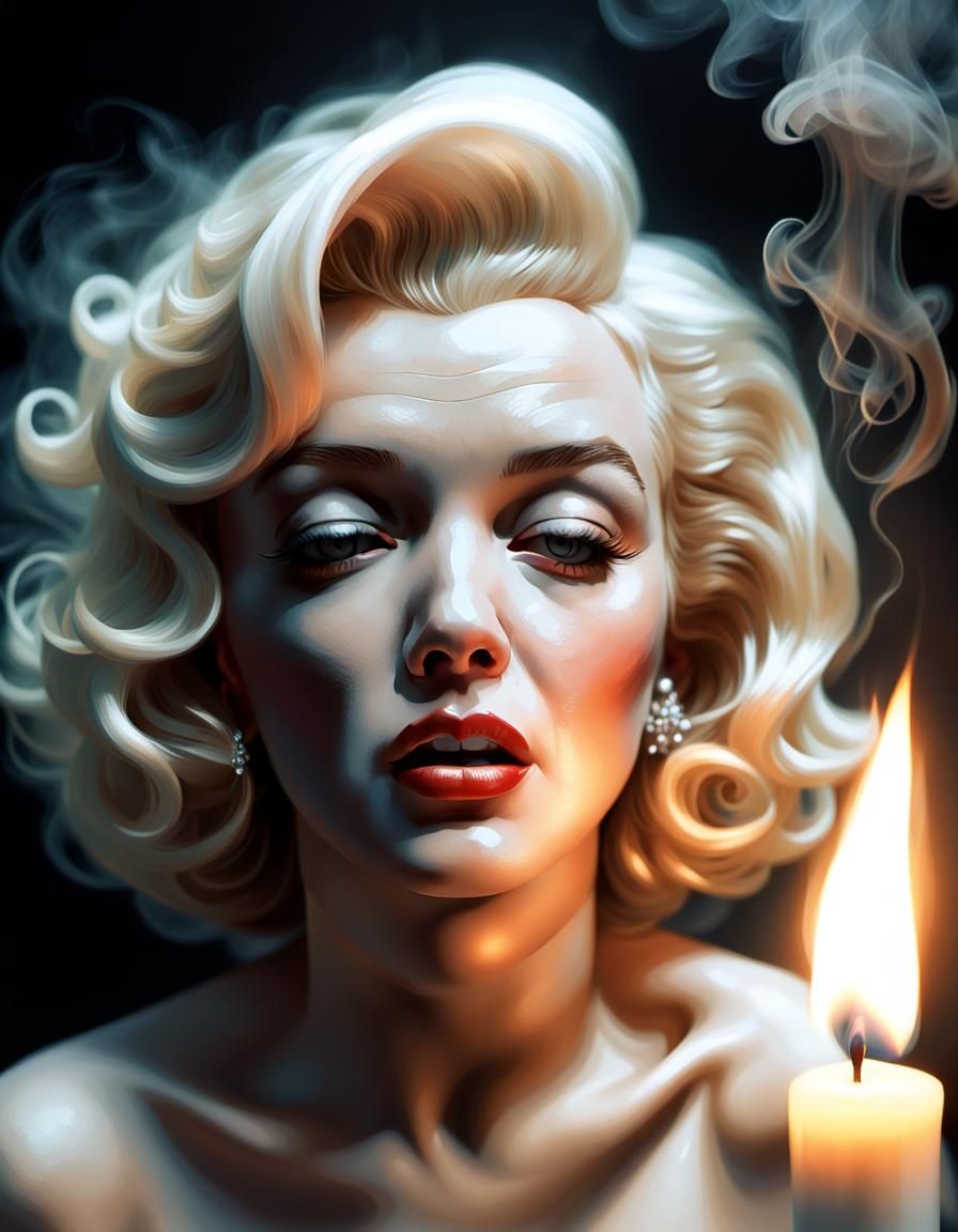 Ethereal Marilyn Monroe Face in Smoke, Impressionistic Art