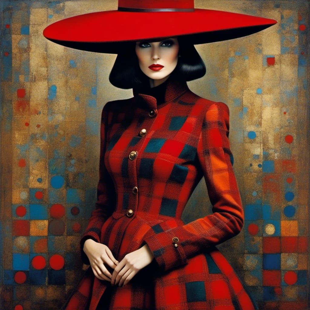 Colorful Plaid Woman in Surreal Fashion Photo