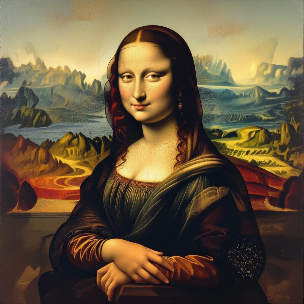 Mona Lisa Reimagined in Dalí's Surrealist Style
