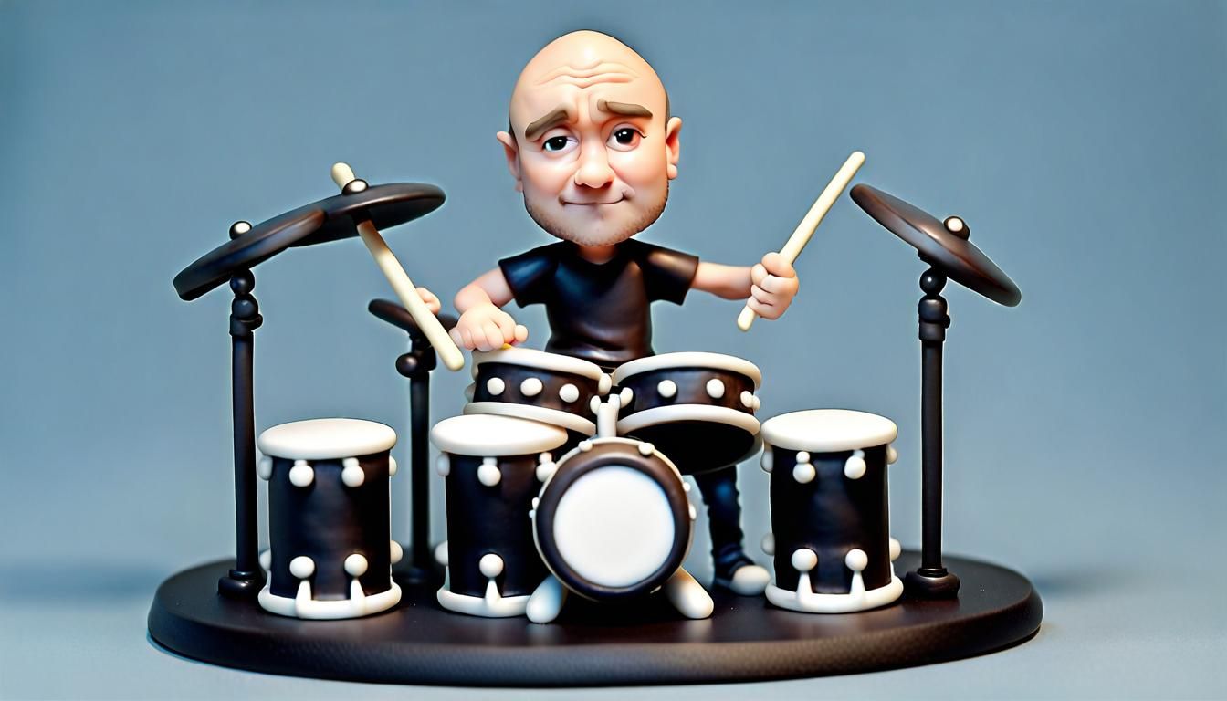 Chibi Phil Collins Drummer: 3D Polymer Clay Art