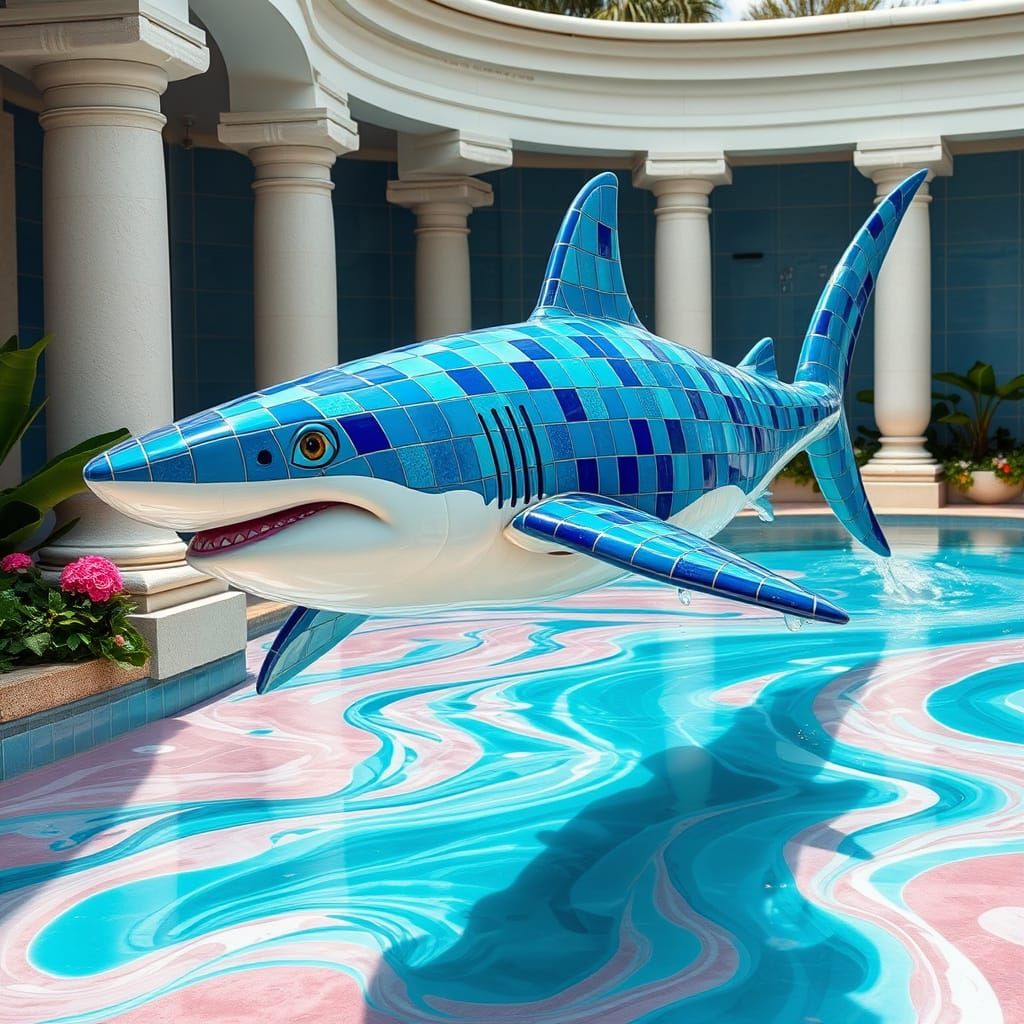 Ceramic Shark Sculpture in a Surreal Style