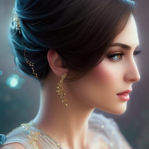 Monochrome Portrait in the Style of Art Nouveau