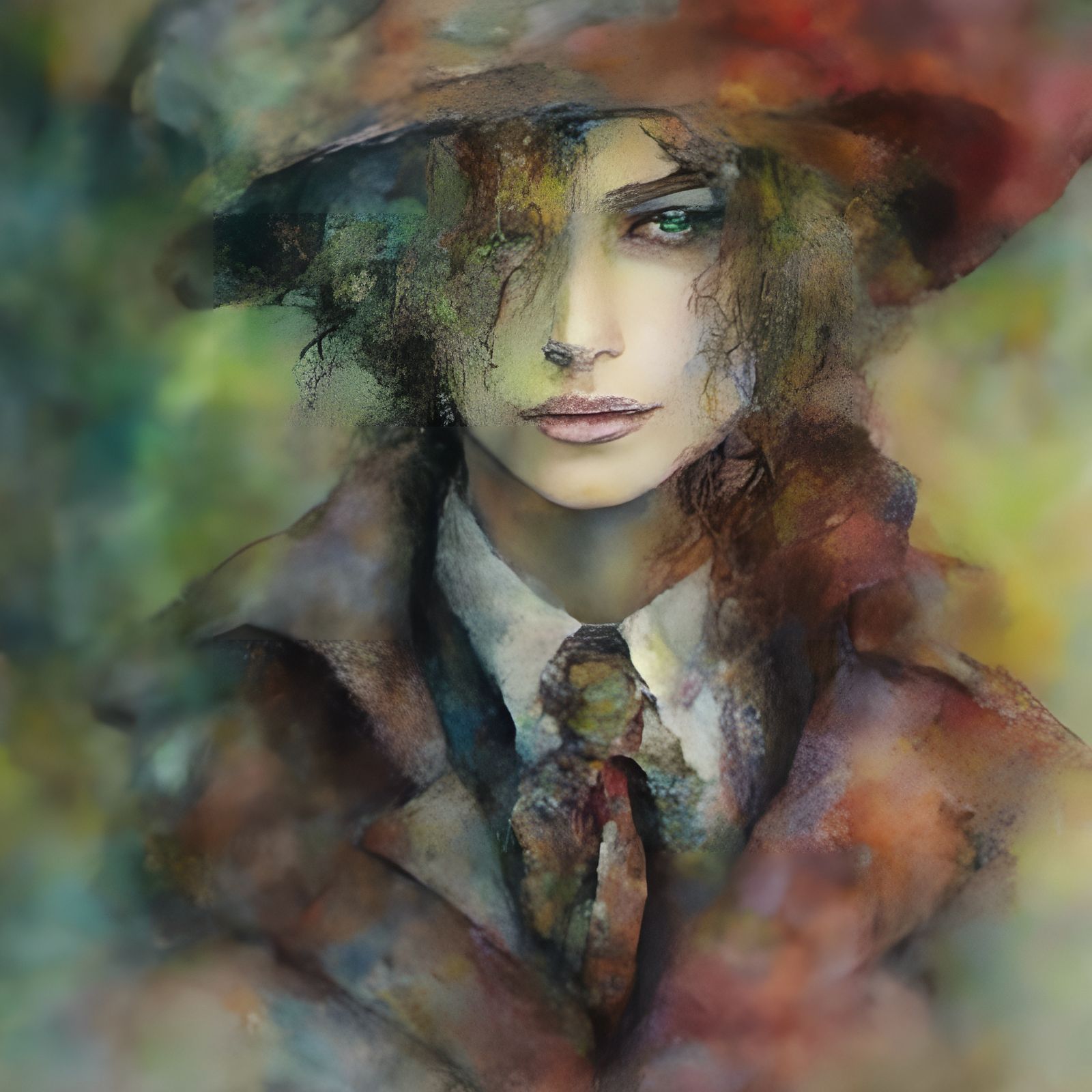 Man with Anti-Color Fume Effect in Old School Style