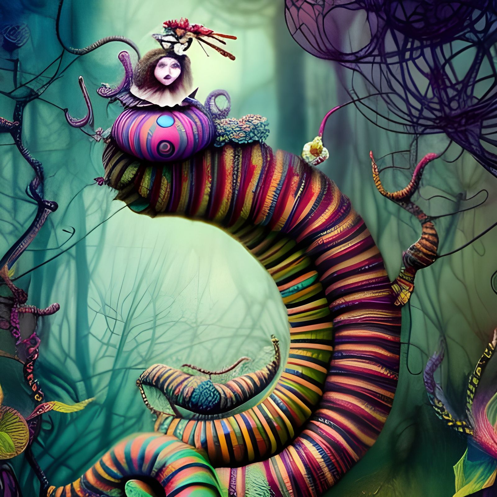 Alice in Wonderland Caterpillar Yarn Art