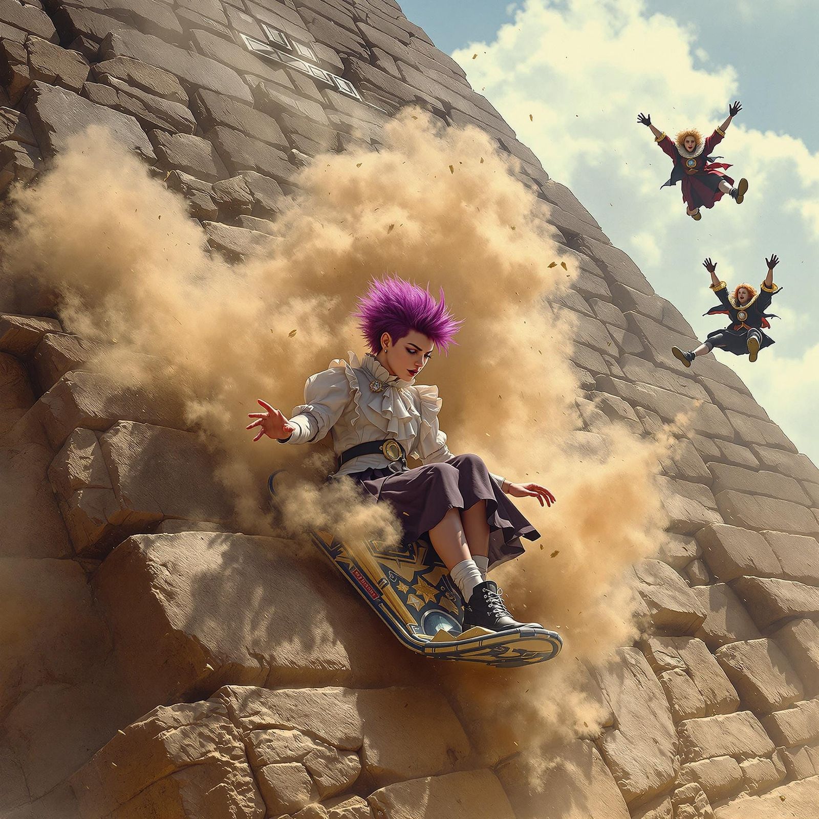 Spirit in Punk Aesthetic Sleds Down Ancient Pyramid