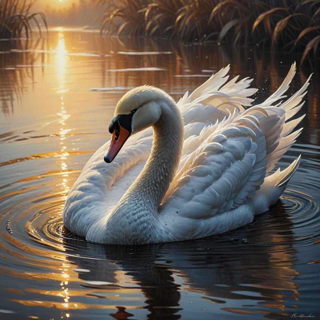 Emotional Swan Cries in Expressionist Oil Painting