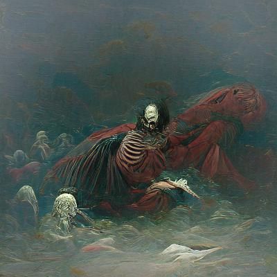 Horrifying Vision of Death in Dark Horror Style