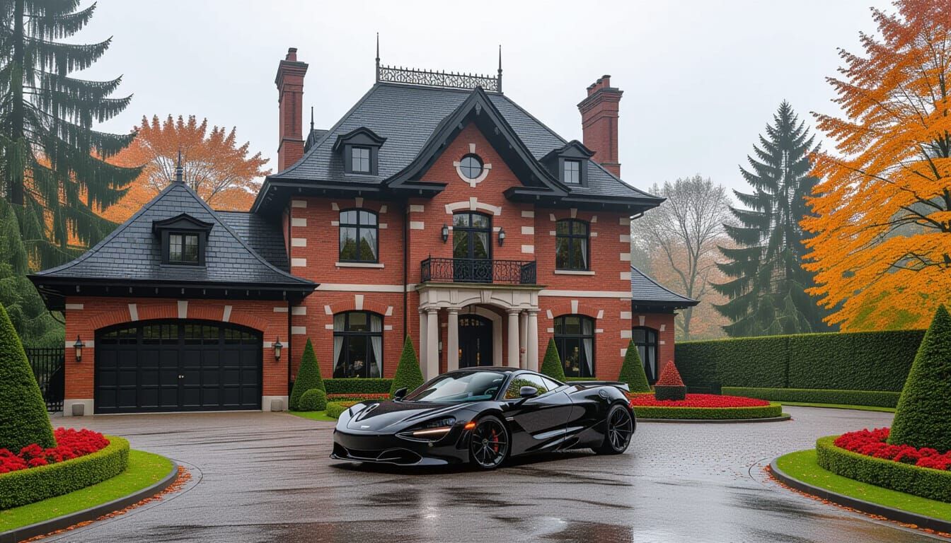 Victorian Chateau with McLaren in Misty Autumn