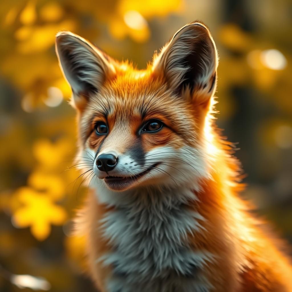 Glowing Fox in Magical Autumn Landscape