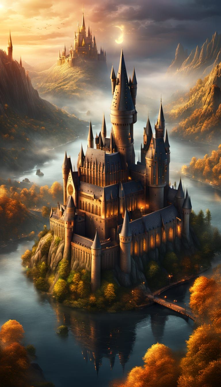 Magical Hogwarts Castle in Whimsical Style