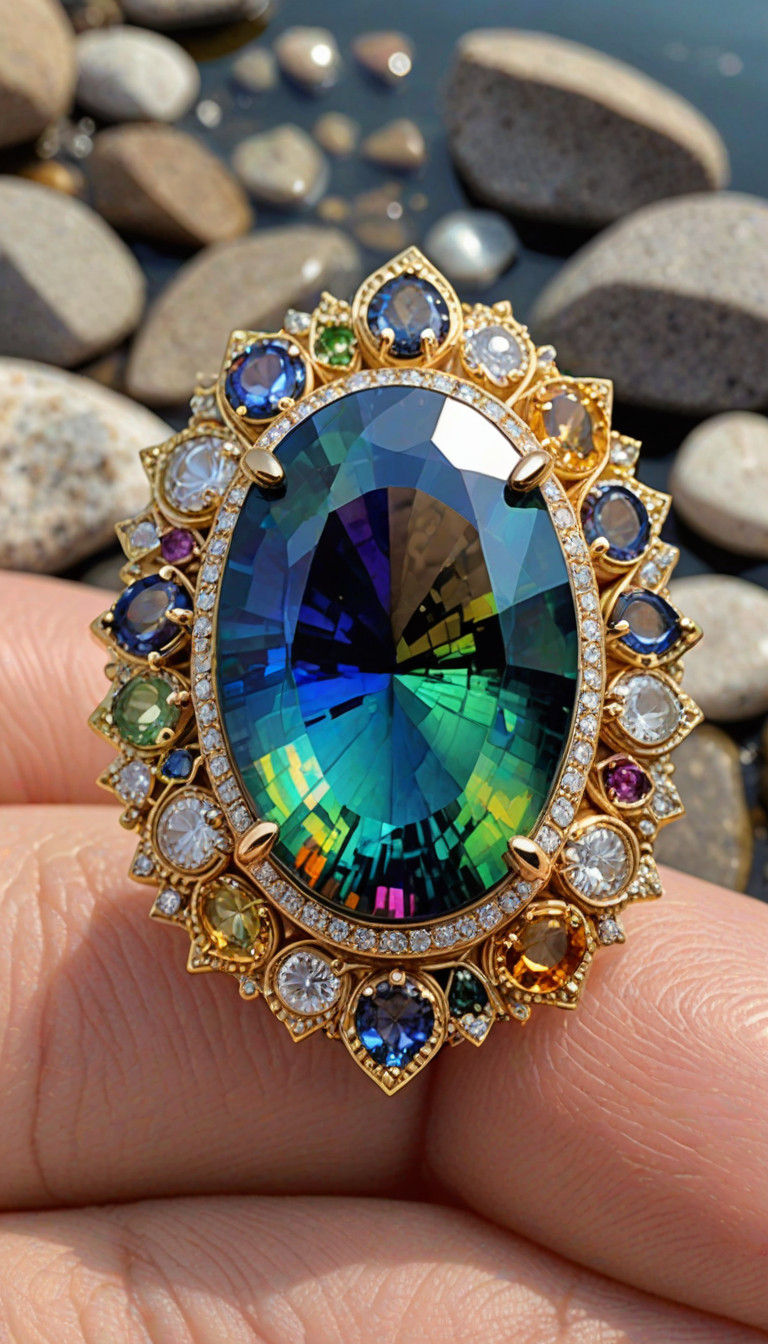 Whimsical Moissanite Coastline at Sunset