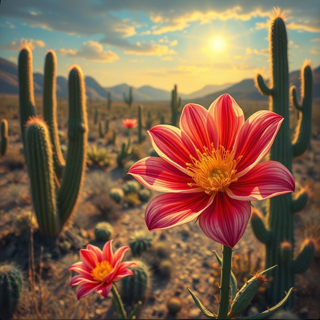 Desert Viznaga Flower in Surrealist Style