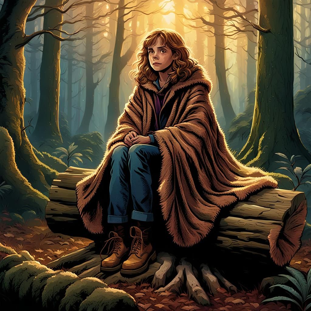 Hermione Granger in Mystical Forest, Comic Book Art