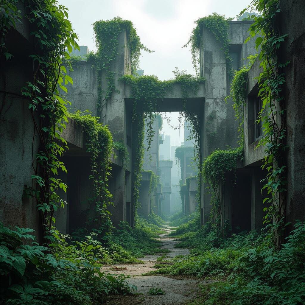 Nature Reclaims Cityscape in Neo-Brutalist Style