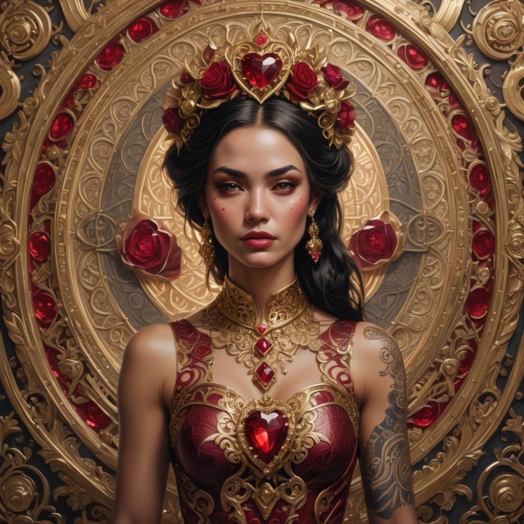 Ruby Heart: Hyperreal Portrait of a Beautiful Woman