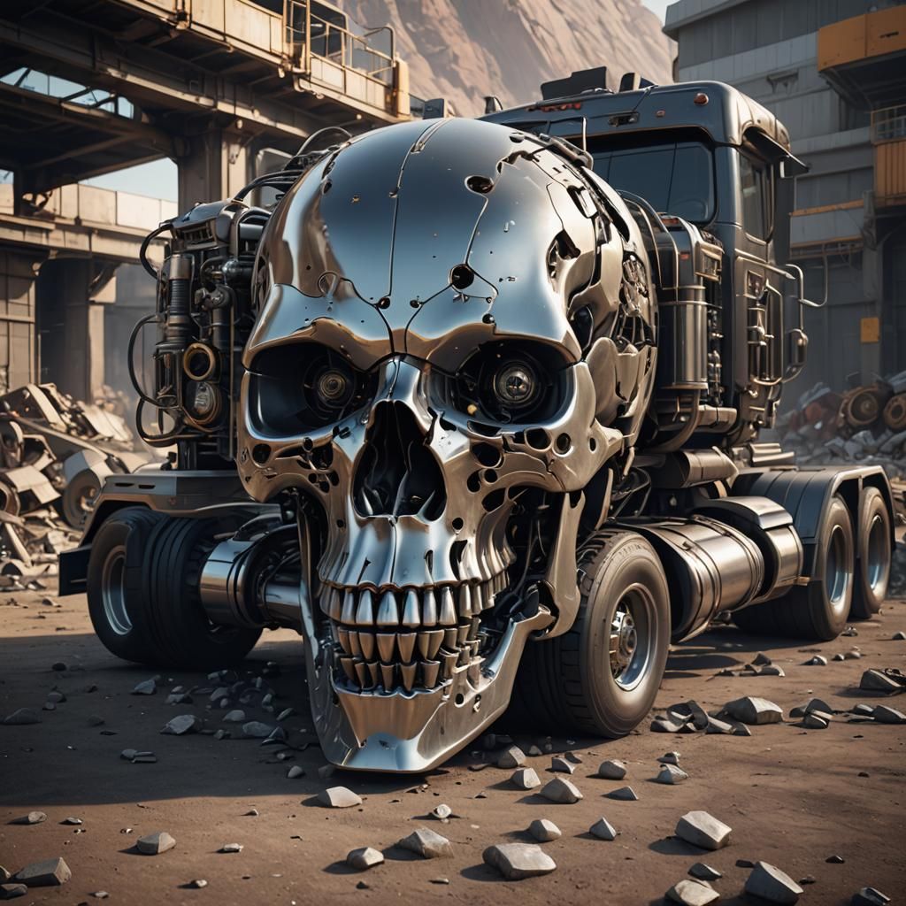 Skull-Shaped Cab Over Semi Truck in Sci-Fi Style