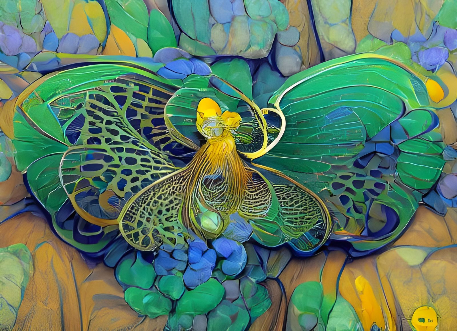 Art Nouveau Butterfly Lady Digital Illustration