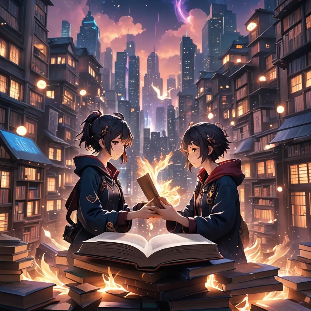 Animated Book and Projector in City of Books