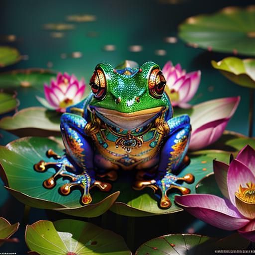 Metal Lotus and Frog Fantasycore Artwork