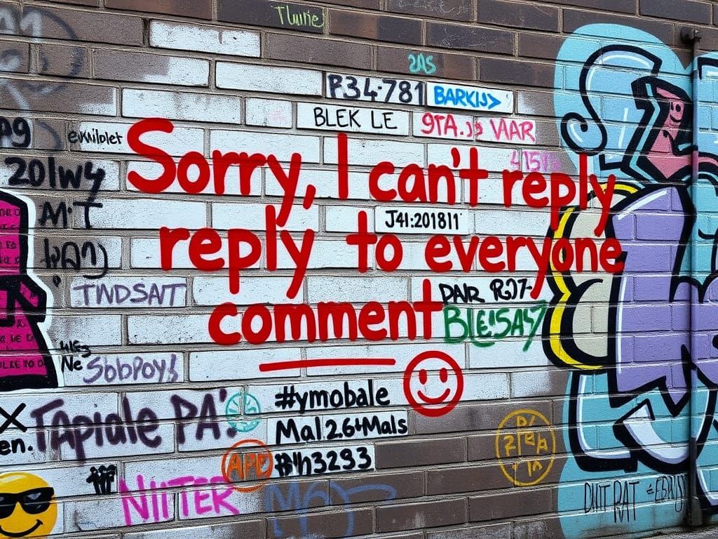 : "Sorry, I can't reply to everyone's comment" 🌞