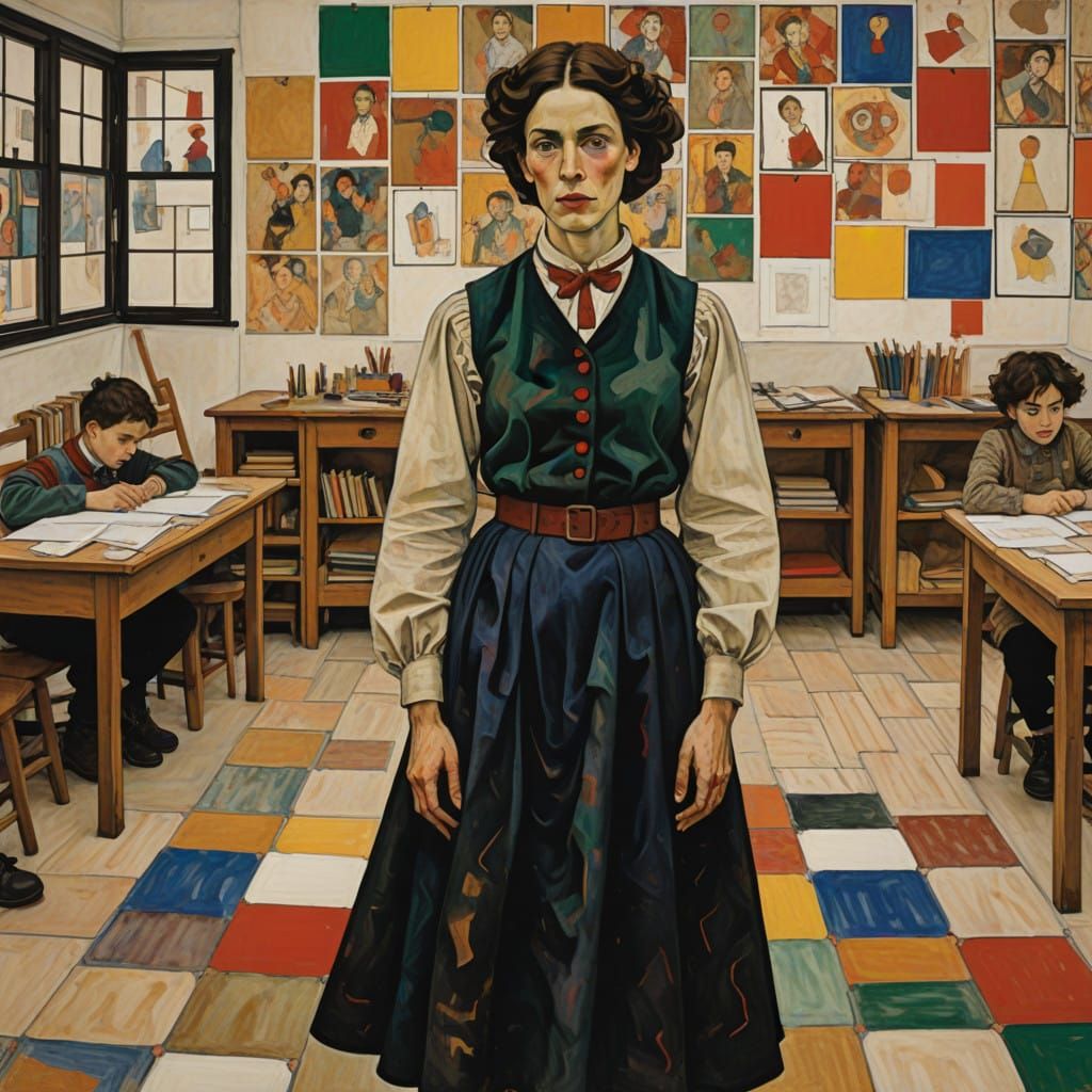 Egon Schiele-Inspired Portrait of Virginia Woolf as Kinderga...