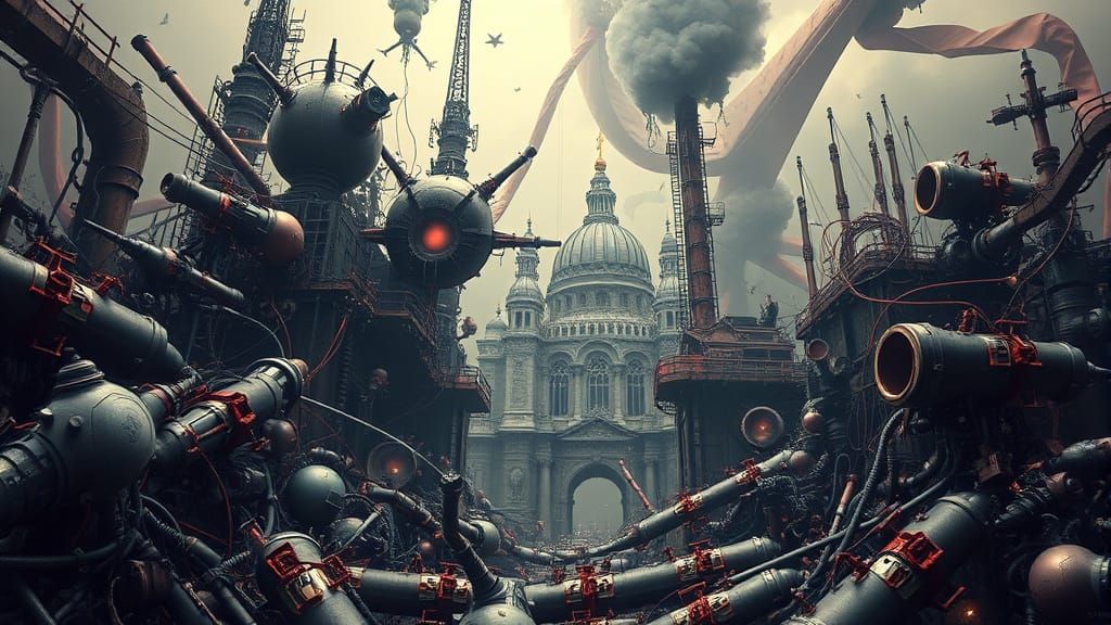 Surreal Industrial Nightmare in Biomechanical Chaos
