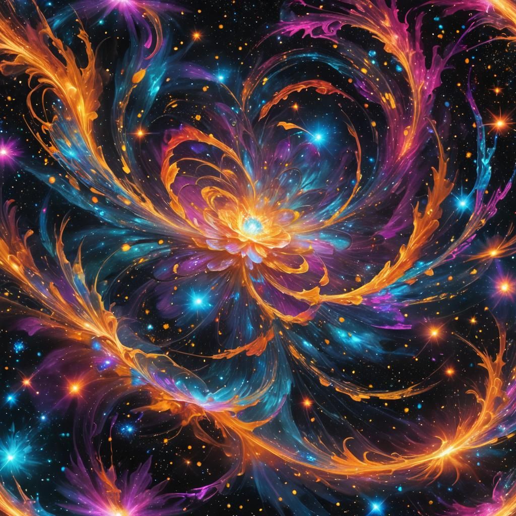 Cosmic Being in Astral Galaxy, Mixed Media