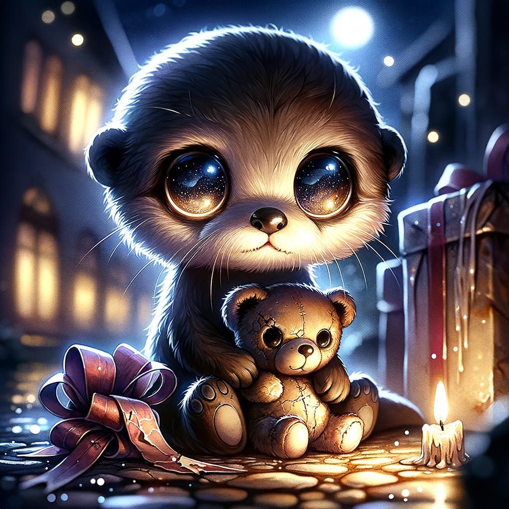 Eerie Otter Guardian in Watercolor Painting