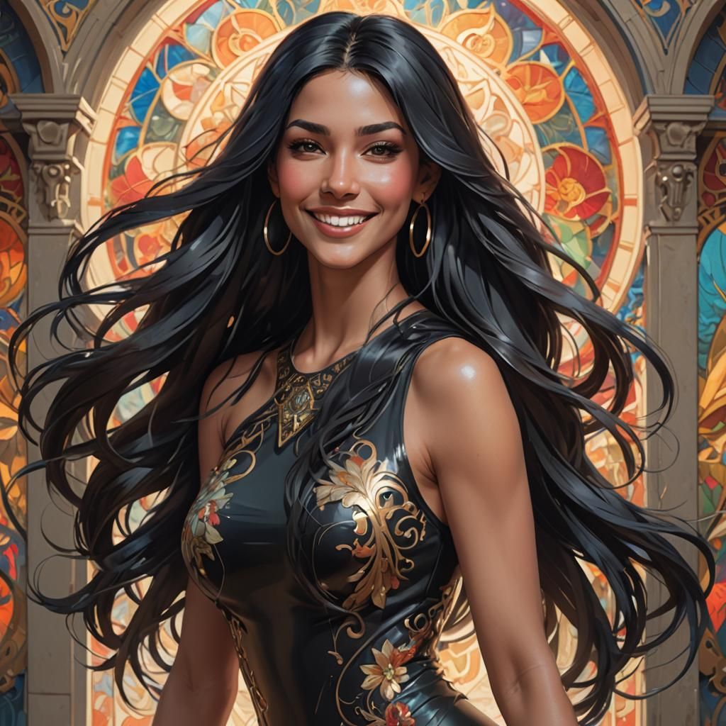 Detailed Portrait of a Smiling Latina Woman