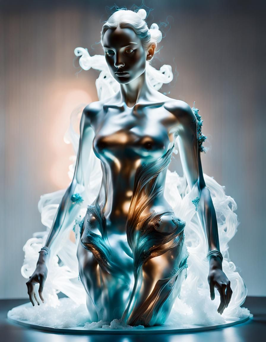 Translucent Glass Fairy Emerges From Smoke