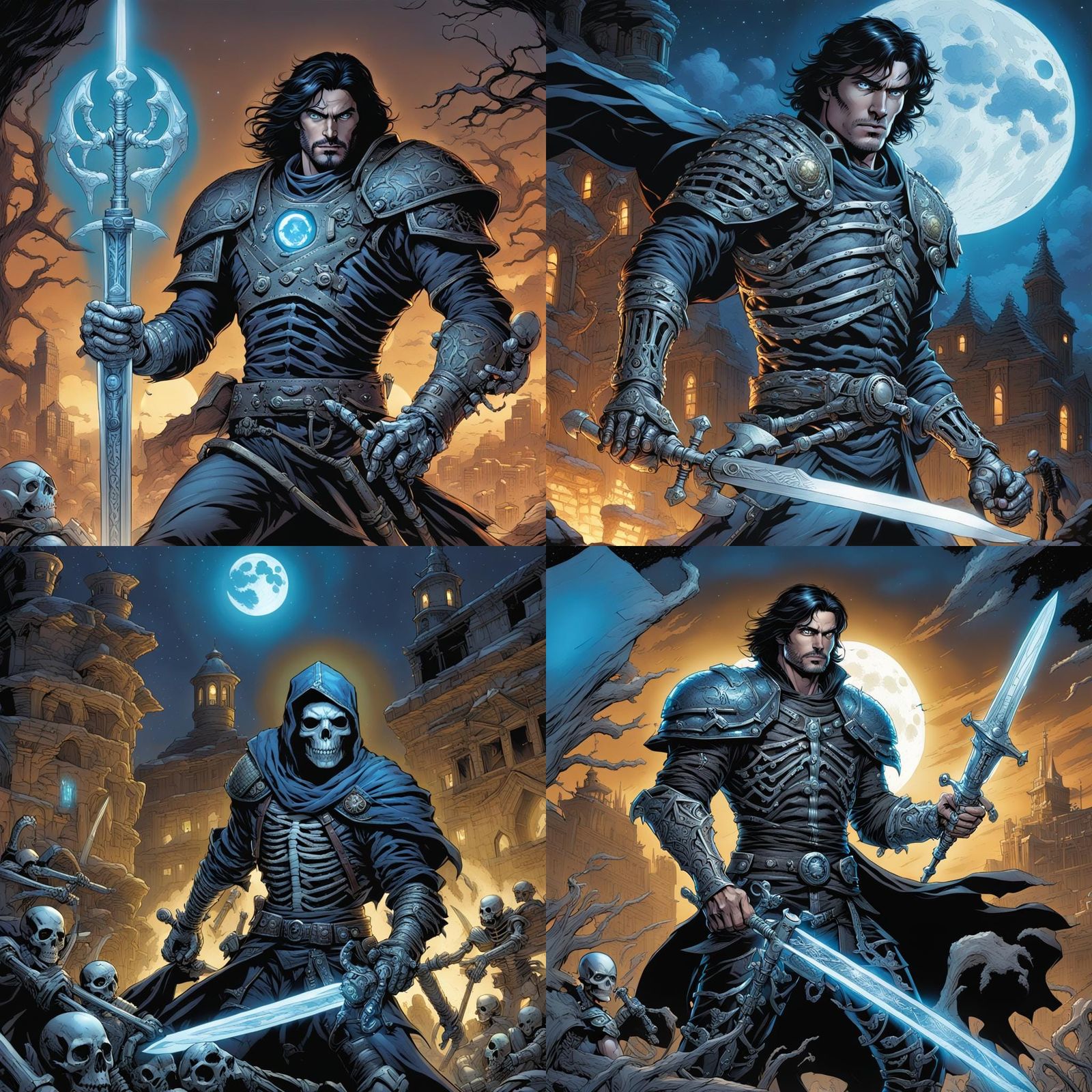 Fantasy Warrior with Ghostly Arms in Comic Art Style