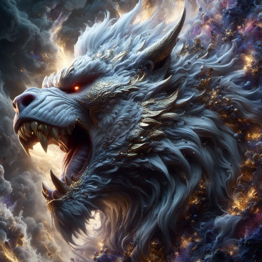 Dragon Gorilla with Viking Man: Hyperrealistic Art