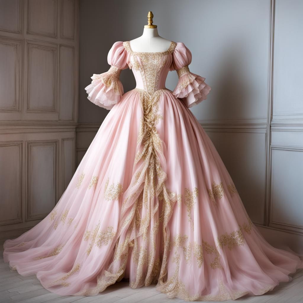 Rococo Pink Princess Dress on Dress Form