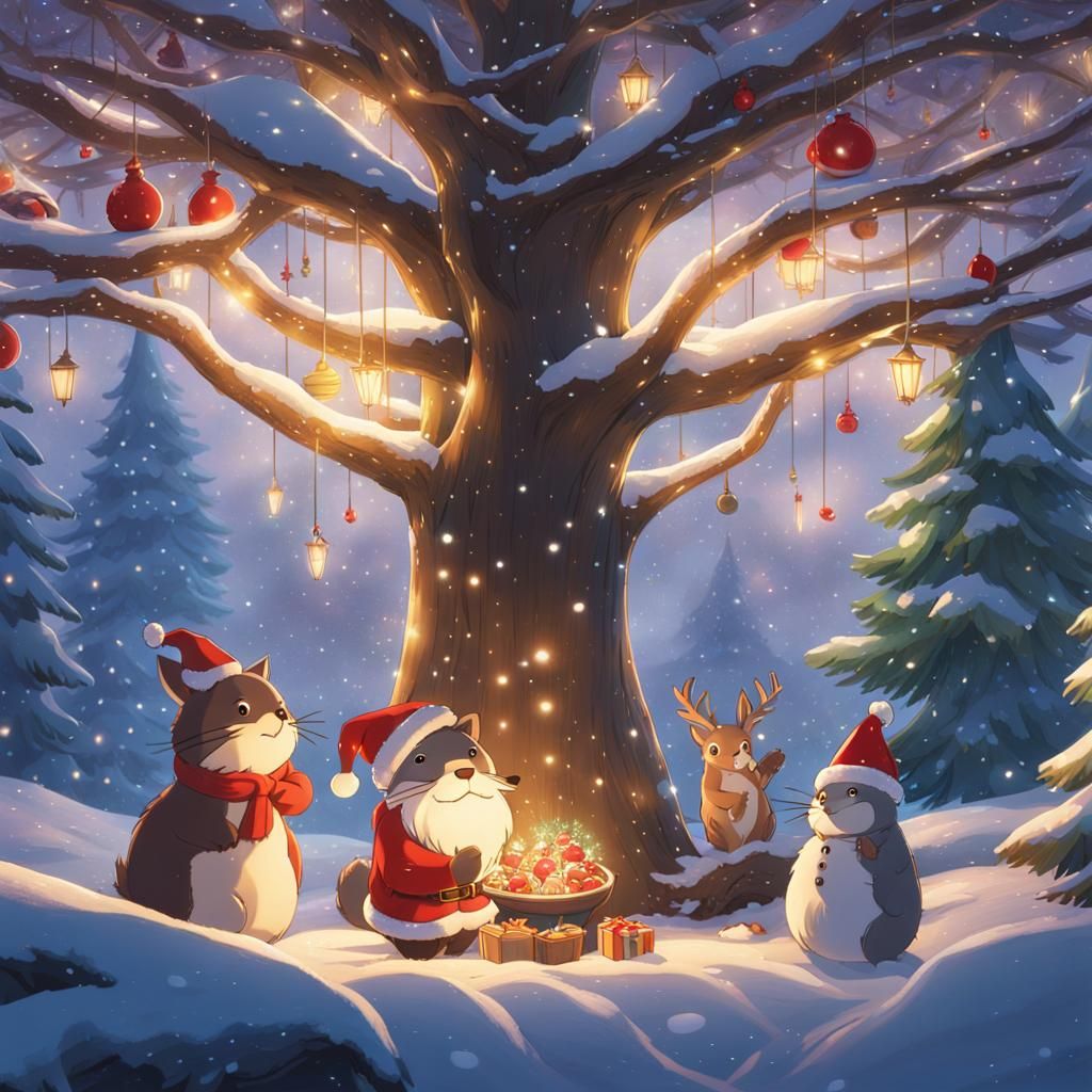 Festive Woodland Animals Celebrate Christmas: Studio Ghibli ...