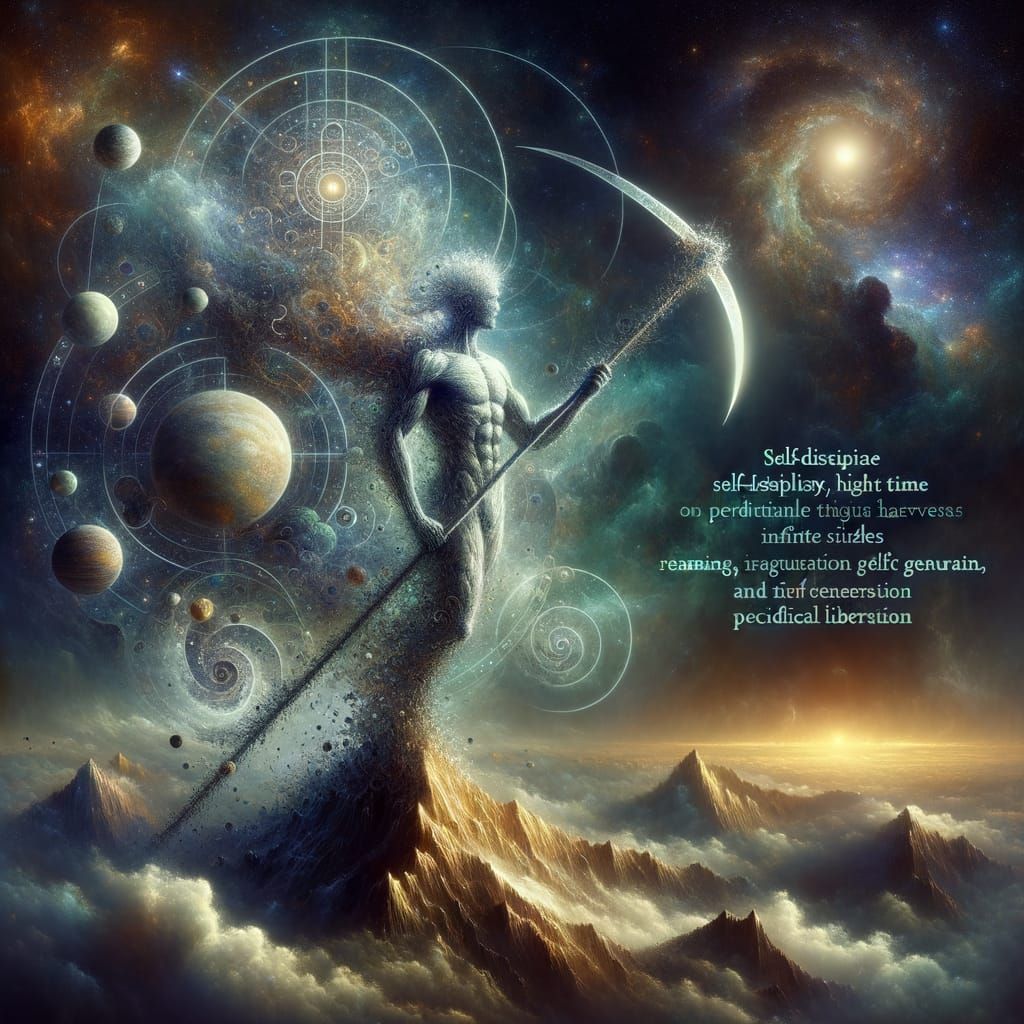 Hyper-Detailed Titan Figure Holding Cosmic Sickle in Abundan...