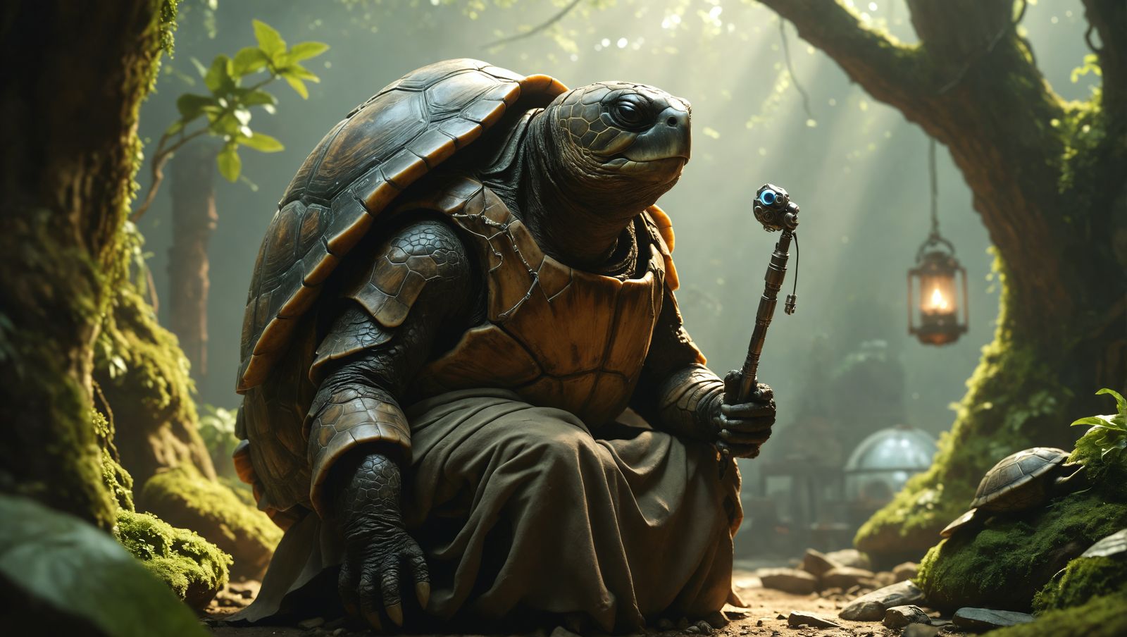 Inside very old and huge turtle sheel that looks like a home...