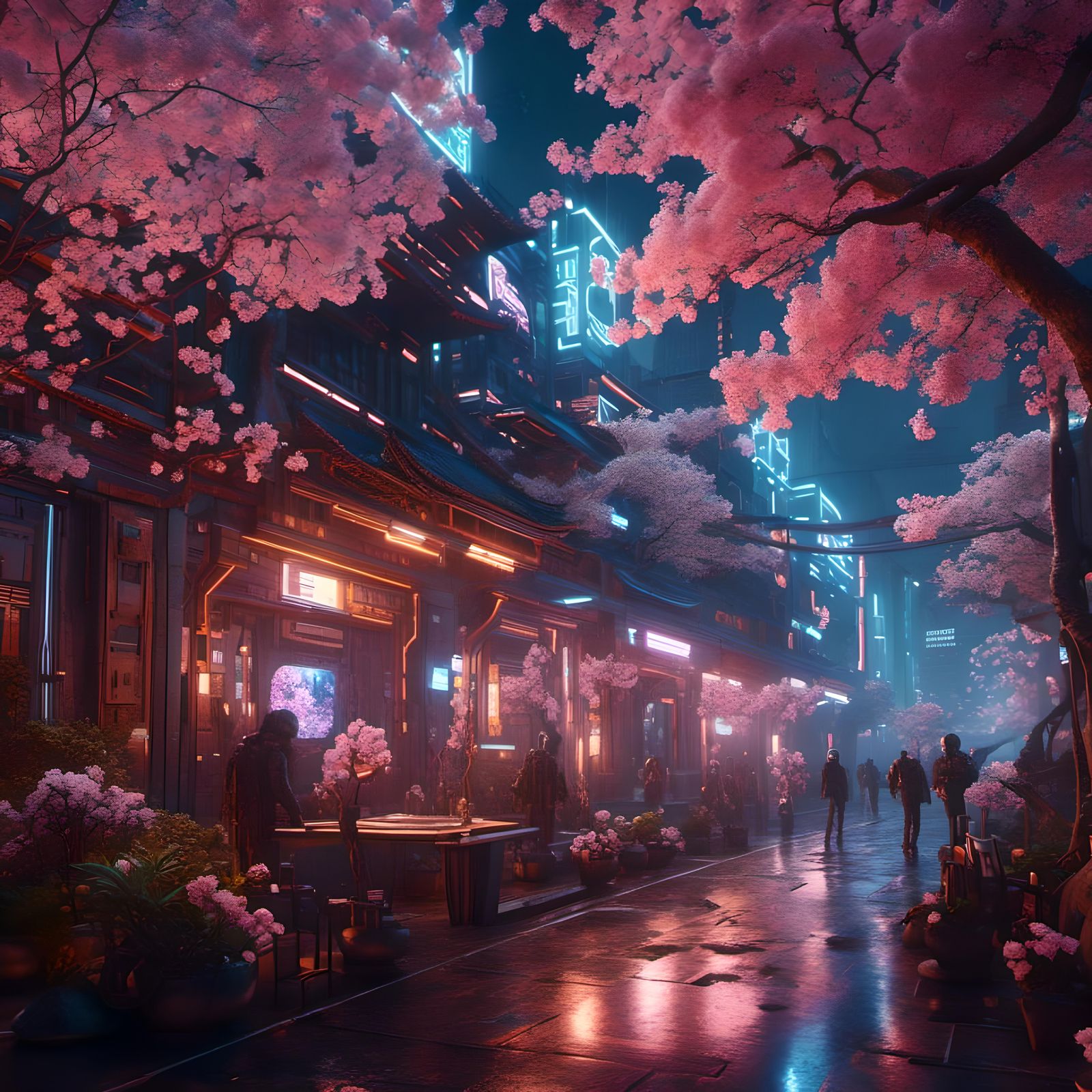 Cybernetic Cherry Blossoms: Nature Meets Technology