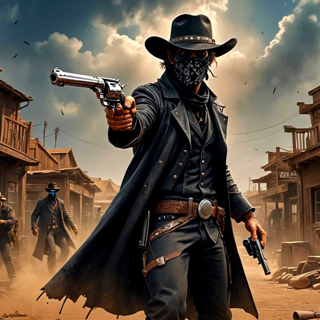 Cowboy Spinning Revolver: Matte Painting in 8k